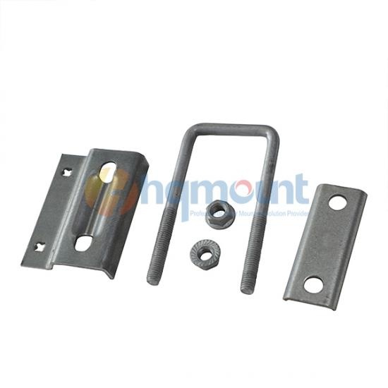 Solar mounting clamp installed on square tube ground mount structure
