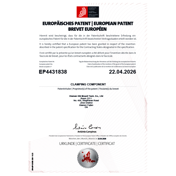 Certificación de Innovación Europea – Kit de Soporte HQ Mount Click