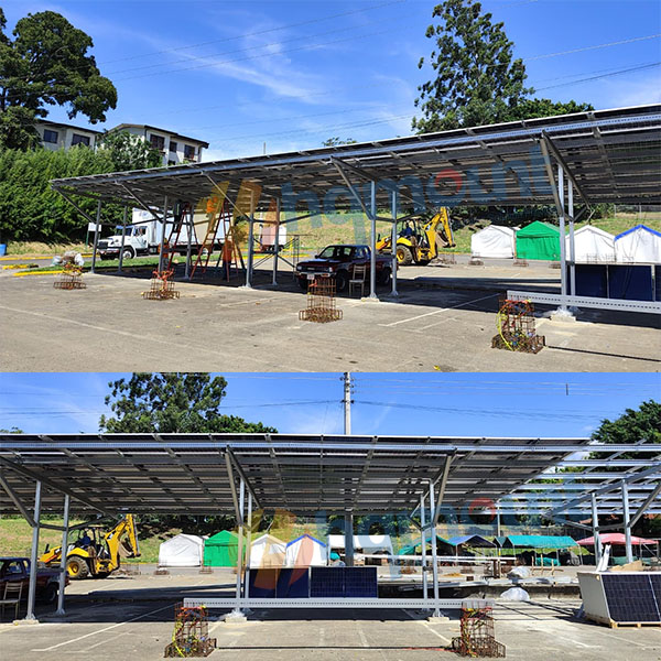 Cochera solar de acero de 900 kW terminada en Costa Rica